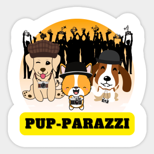Pup-parazzi crowd - golden retriever corgi and beagle Sticker